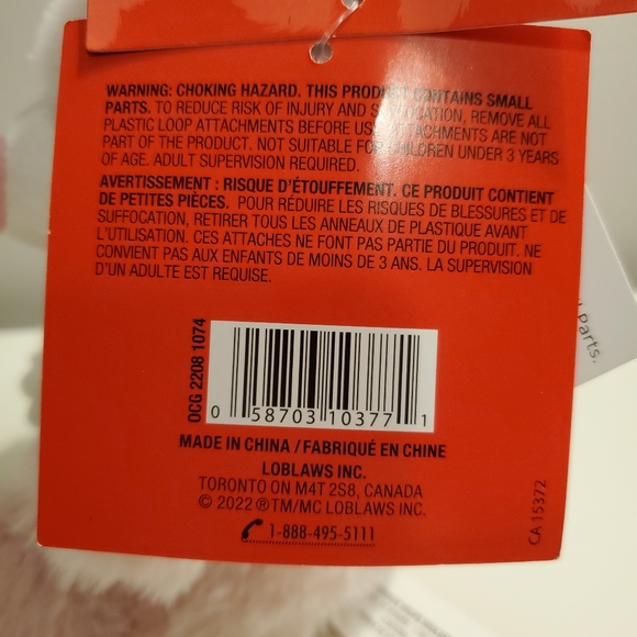 Pink and white plush valentine bear - Picture 6 of 12